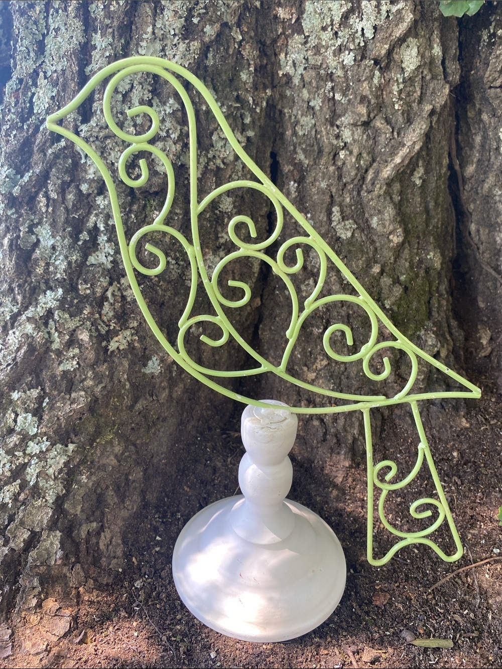 Lime Green Metal Bird Decor